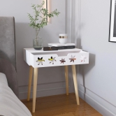 Estrella Wooden Bedside Table With Storage Drawer Nightstand-White