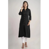 MAUKA - Black Rayon Womens Front Slit Kurti ( Pack of 1 ) - XL