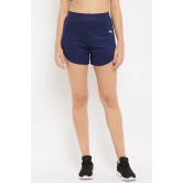 Clovia Blue Polyester Solid Shorts - Single - XL