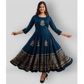 Lee Moda - Navy Rayon Womens Anarkali Kurti ( Pack of 1 ) - XXL