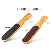 Double Sided Foot File Scrubber | Dead Skin & Callus Remover | Feet Scraper | Pedicure Tool with Wooden Handle