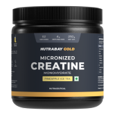 Nutrabay Gold Micronised Creatine Monohydrate Powder - 250g, Pineapple | NABL Lab Tested | 3g Creatine / Serving | Increases Muscle Mass, Strength & Power | Pre & Post Workout Supplement | For Men & Women