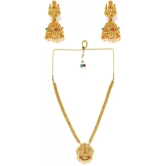 ROFARWORD Gold Brass Necklace Set ( Pack of 1 ) - Gold