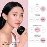 (Buy 1 Get 1 FREE) Intense Sunscreen SPF 50+ Foundation, Natural Coverage, Cushion Korean Makeup, 71% Essence Natural Dewy Finish, Refill Included, 13 Ivory (0.49 oz x2 ea)-Ivory