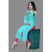 haya fashion - Turquoise Rayon Women's Straight Kurti ( Pack of 1 ) - None