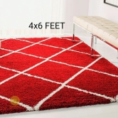 Super Soft Micropoly Well designed Carpet (4x6 Feet)-Red