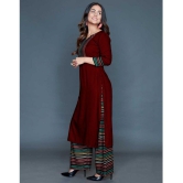 Estela - Maroon Straight Rayon Women's Stitched Salwar Suit ( Pack of 1 ) - None