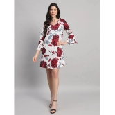 Curvydrobe Crepe Printed Mini Womens A-line Dress - White ( Pack of 1 ) - None