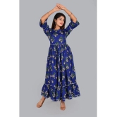 SIPET Rayon Printed Anarkali Womens Kurti - Blue ( Pack of 1 ) - None