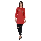 HIGHLIGHT FASHION EXPORT Rust Rayon Straight Kurti - S