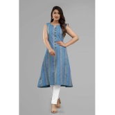 Parastri Cotton Striped Front Slit Womens Kurti - Blue ( Pack of 1 ) - None