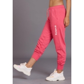 Sinner Printed Light Pink Cotton Joggers for Women