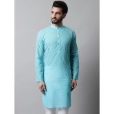 Jompers Men Sky Blue Chikan Kurta Only-XL / Blue