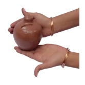 Mii Art mitti ka gullak,money bank,money box,piggy bank,coin box for kids(color-brown)(material-soil)(size-12 cm,small)pack of 1 pieces.