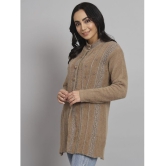 eWools.in Woollen Round Neck Women's Buttoned Cardigans - Brown ( ) - None