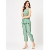 Pannkh Womens Self-Embellished Pleated Peplum Style Top With Pants Set - None