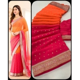 A TO Z CART Banarasi Silk Embellished Saree With Blouse Piece - Orange ( Pack of 1 ) - Orange