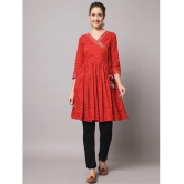 Kbz - Red Cotton Women''s Angrakha Kurti ( Pack of 1 ) - None