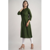 MAUKA - Green Rayon Women''s Front Slit Kurti ( Pack of 1 ) - None