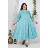 Swasti Cotton Blend Printed A-line Womens Kurti - Blue ( Pack of 1 ) - None