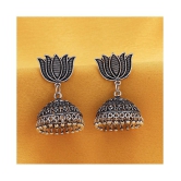 Sukkhi Pleasing Oxidised Lotus Jhumki Earring for Women - Silver