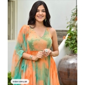 Tie-Dye Printed Anarkali Kurta with Trousers & Dupatta-L