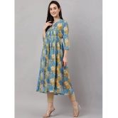 Janasya Chiffon Printed Flared Womens Kurti - Blue ( Pack of 1 ) - None