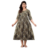 KASHVI Creation Women's Cotton Floral Printed Anarkali Maternity Feeding Kurti-Green