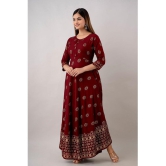 Kapadia - Maroon Rayon Women''s Anarkali Kurti ( Pack of 1 ) - None