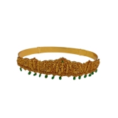 Gold Plated Traditional Indian Vaddanam Waist Belt With Green Beads