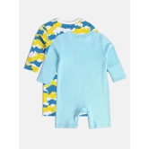 miniklub Multicolor Cotton Rompers For Baby Boy ( Pack of 2 ) - None