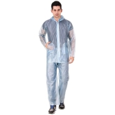 PENYAN PVC Transparent Sky Blue Rain Suit For Man With Cap - Freesize