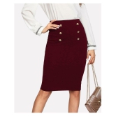 Addyvero Cotton Lycra Pencil Skirt - Maroon Single - 30