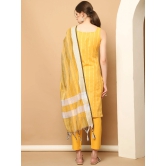 Yellow Dobby Kurta with pallazos dupatta set-XXL / Yellow