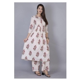 MAUKA - Pink White Frock Style Cotton Womens Stitched Salwar Suit ( Pack of 1 ) - 5XL