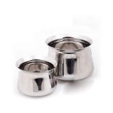 HOMETALES Stainless Steel Madrasi Handi Plain, Set Of 2, (650Ml, 1200Ml)