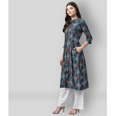 Divena - Blue Rayon Womens Front Slit Kurti - 6XL