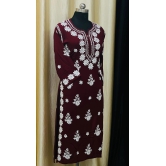 Modal Chikankari kurti-Maroon / 46/3XL