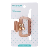 Korean Square Claw Bunny Hair Clutcher-Brown - golden bunny