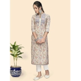 Vbuyz - Beige Cotton Womens Straight Kurti ( Pack of 1 ) - None