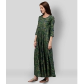 KIPEK - Green Rayon Womens Flared Kurti ( Pack of 1 ) - S