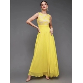 Miss Chase Polyester Self Design Full Length Womens Fit & Flare Dress - Yellow ( Pack of 1 ) - None