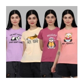 Fabflee - Multicolor Cotton Regular Fit Womens T-Shirt ( Pack of 4 ) - None