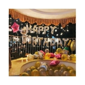 Happy Birthday Letter Foil Balloon Set of (Silver) + Pack of 30 Metallic Balloons (Gold and Silver) with Multipurpose Ribbon 1pc