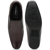 UrbanMark Men Comfortable Square-Toe Faux Leather Slip On Formal Shoes- Brown - None