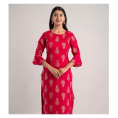 MAUKA - Red Rayon Womens Straight Kurti ( Pack of 1 ) - None