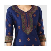 Meher Impex - Navy Art Silk Womens A-line Kurti ( Pack of 1 ) - None