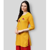 HIGHLIGHT FASHION EXPORT - Yellow Rayon Womens Straight Kurti - S