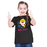 Girls Cotton Baby Shark Half Sleeve TShirt (Black) PID41505