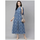 Divena Blue Cotton Straight Kurti - Single - L